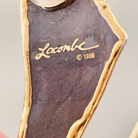 Vintage Amy Lacombe Jeweled Clay Earrings Hand Painted Hand Sculpted Signed 1988 - Picture 4 of 7